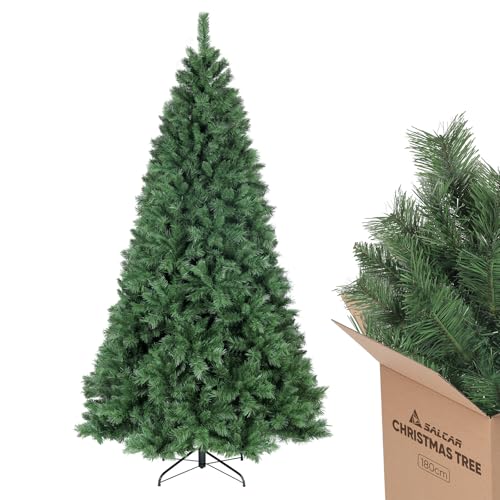 Künstlicher weihnachtsbaum 180 cm nordmanntanne SALCAR, 580 spitzen, klapp-system,  98 cm