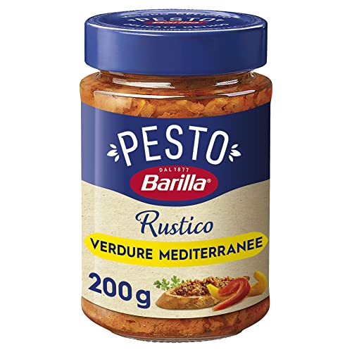 barilla pesto rustico mediterraneo 200g, pomodori secchi, basilico, zucchine, vegan