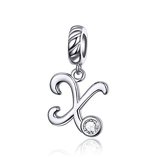 laMenars charm-anhängers alphabet buchstabe x 925 sterling silber für chamilia armbänder