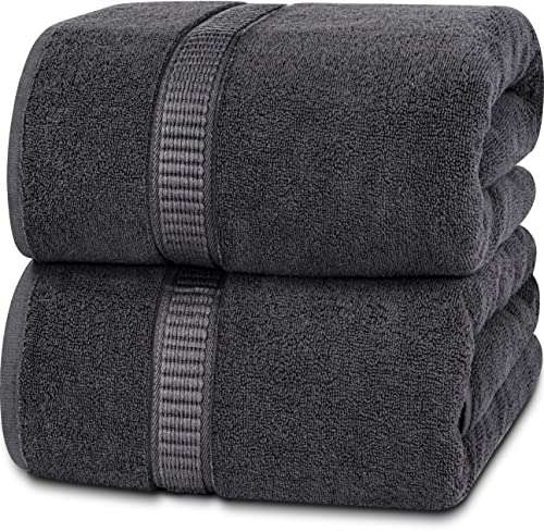 utopia towels set 2 große baumwoll badetücher 90 x 180 cm grau mit hanger