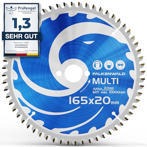 FALKENWALD Kreissägeblatt 165x20 mm für Holz, Metall, Alu - Bosch, Makita kompatibel