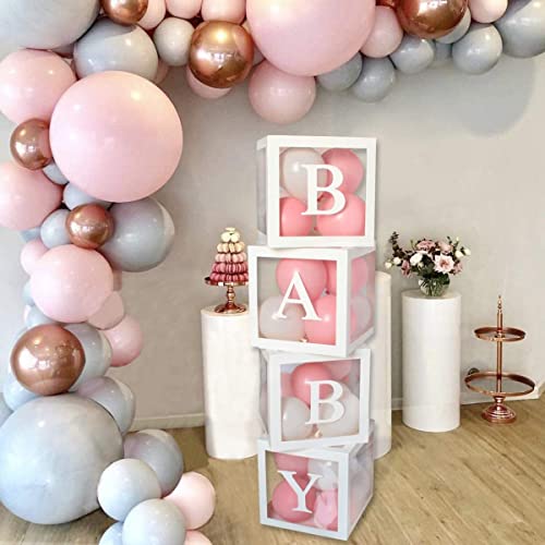 baby shower boxen, party dekorationen, 4 stück, transparente balloon boxen mit namen