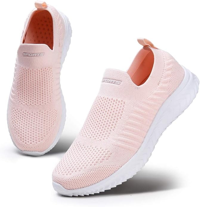 HKR Damen Slip-On Sneakers Atmungsaktive Bequeme Freizeitschuhe Leicht