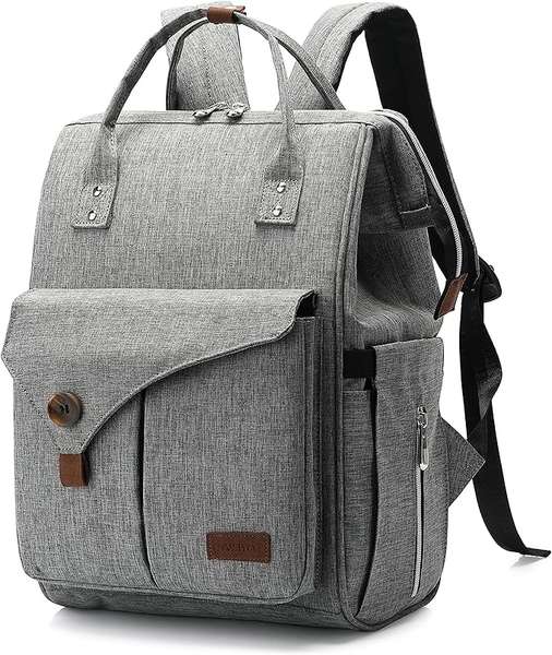 caliyo wickelrucksack groß, wickeltasche mit wickelunterlage, multifunktional, grau