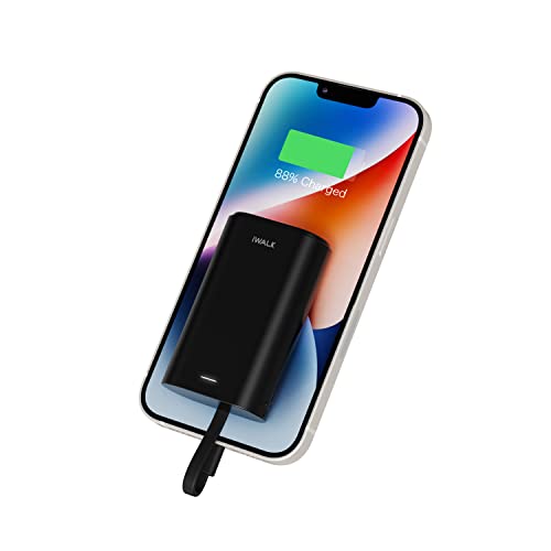 iWALK power bank 9000mAh tragbares ladegerät mit integriertem kabel kompatibel mit iPhone, Samsung, AirPods