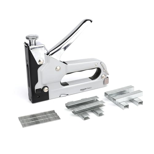handtacker 3-in-1 von amazon basics, strapazierfähig, mit 600 heftklammern für möbel