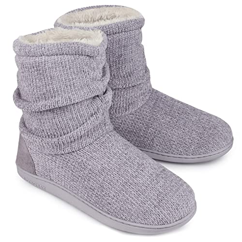 longbay damen stiefel hausschuhe chenille fleece plüsch memory foam booties