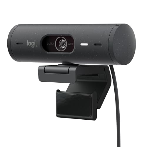 logitech brio 500 full hd webcam, zoom, usb-c kabel - graphit