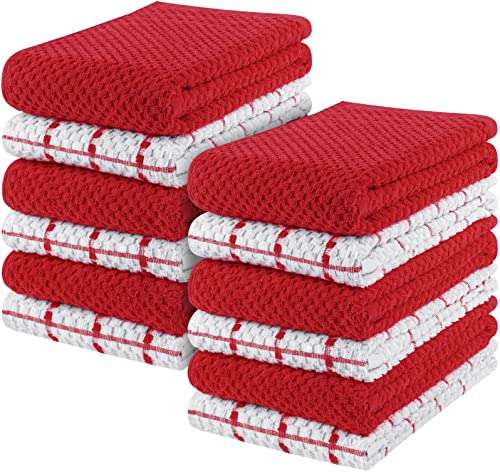 utopia towels 12er pack küchentücher 38 x 64 cm baumwolle waschbar rot-weiß