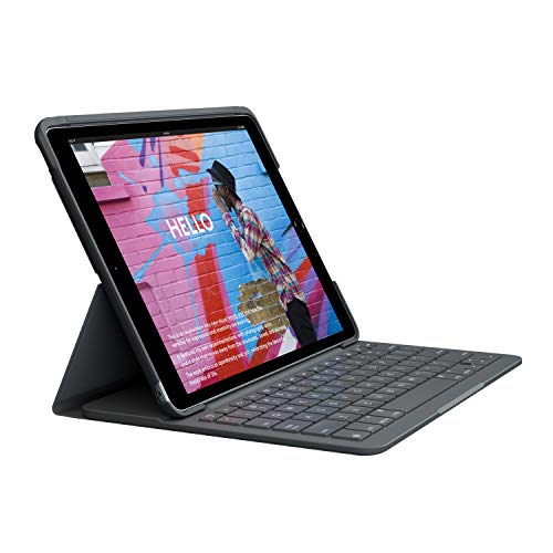 Produktbild: logitech slim folio keyboard case für ipad 7. generation, bluetooth, qwertz, graphite