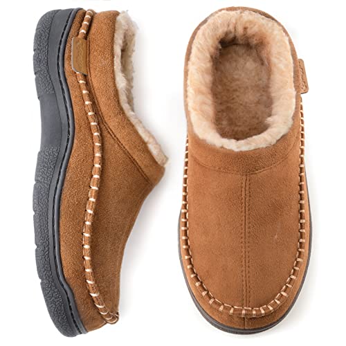 zigzagger herren mokassins hausschuhe suede memory foam kamel 42/43 eu