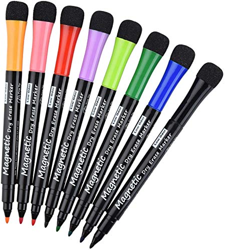 Produktbild: willingood whiteboard marker 2-in-1 mit magnetischem schwamm und 8 farben