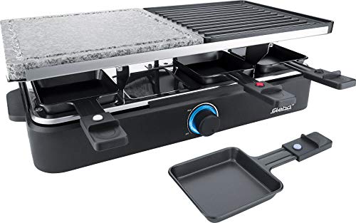 Produktbild: steba multi-raclette rc 18 mit natursteingrillplatte, 8 pfännchen, 1400 watt, schwarz