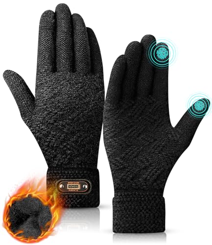 dovava winterhandschuhe herren touchscreen strick mit weichem innenfutter schwarz