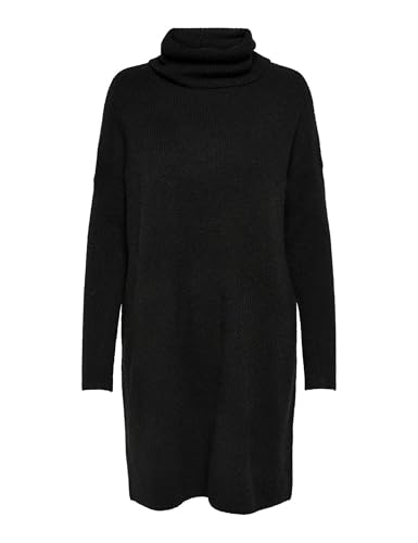 only strickkleid damen longsleeve rollkragen pullover schwarz, größe XS