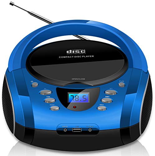 tragbare boombox mit cd-player, bluetooth, usb, fm radio, aux-in, kopfhöreranschluss