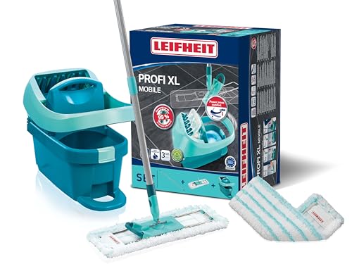 Leifheit Profi XL Mobile Wischpresse Set mit Rollen und Bodenwischer
