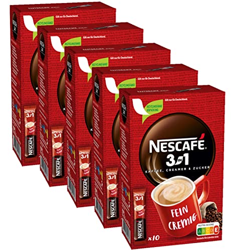 nescaf 3-in-1 Getränkepulver-Sticks, löslicher kaffee mit cream und zucker, 5er pack