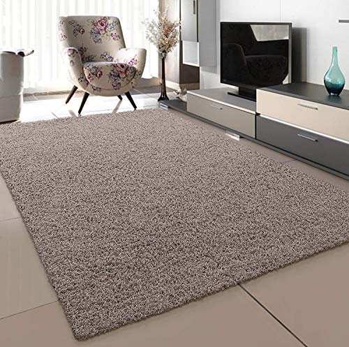 Beige Hochflor Teppich 60x110 cm für Wohnzimmer - Modern langflorig