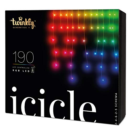 twinkly icicle lichterkette 190 led für innen und außen, weihnachtsbeleuchtung