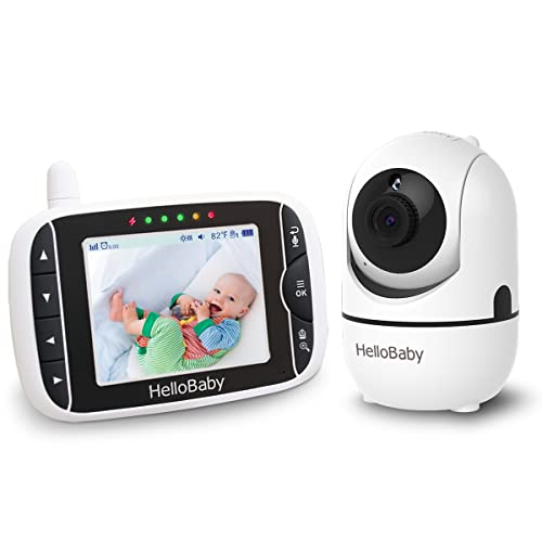 babymonitor mit kamera hello baby hb65, 3,2 zoll, nachtsicht, schwenk-zoom