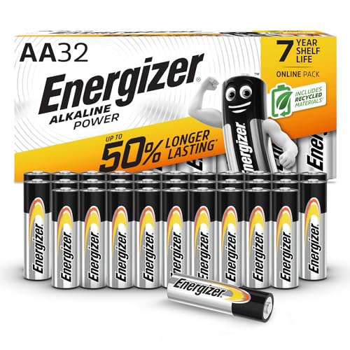 energizer alkaline batterien aa 32 stück 1,5v für haushalt und büro recycelbare verpackung