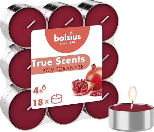 bolsius tea lights pomegranate 18er pack, 4 stunden brennzeit, wachs