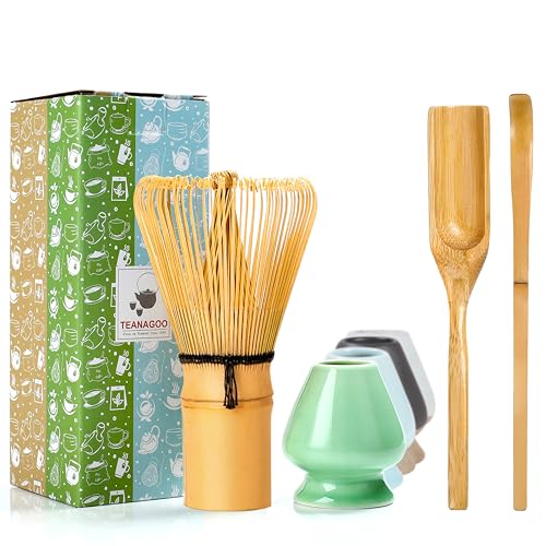 teanagoo matcha set, matcha besen, matcha zubehör, chasen, chashaku, 4-teilig