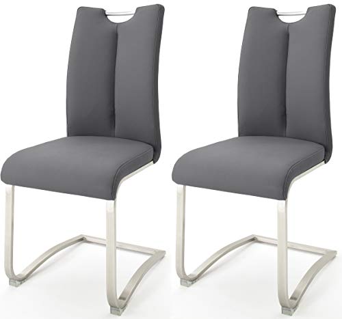 robas lund esszimmerstühle 2er set grau echtleder schwingstuhl 140 kg belastbar 45 x 102 x 58 cm