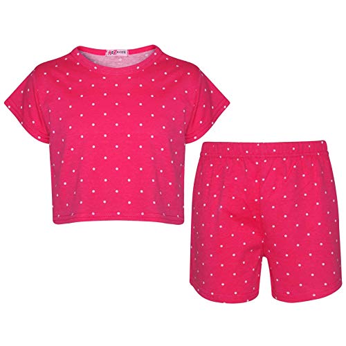 a2z 4 kids mädchen polka dot crop top und kurze hose pink 7-8 sommer outfit