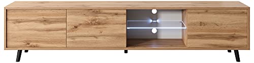 selsey galhad tv-lowboard 175 cm wotan eiche matt mit led-beleuchtung weiß