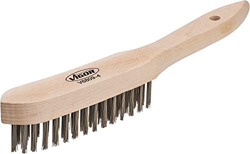 vigor drahtbürste v6809-4 aus stahl, holzfarben
