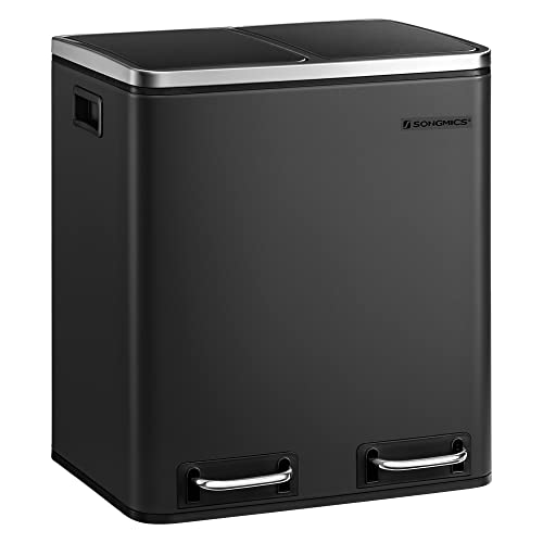 mülleimer küche 2 x 15 liter songmics mülltrennsystem mit softclose deckel tintenschwarz