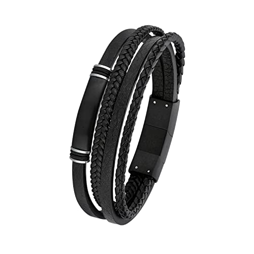 s.Oliver armband edelstahl leder herren 20+1,5 cm bicolor mit geschenkbox 2026001