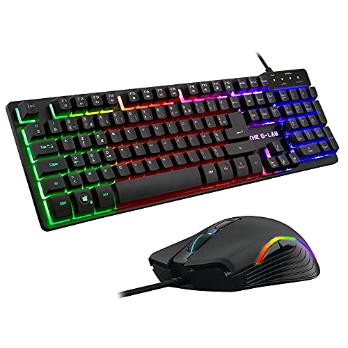 g-lab krypton gaming tastatur maus pack kabelgebunden rgb azerty usb 3200 dpi schwarz
