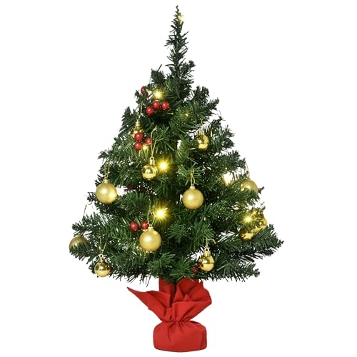 HOMCOM künstlicher weihnachtsbaum 60 cm mit 73 spitzen und 8 beeren für weihnachtsdeko
