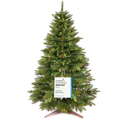 künstlicher weihnachtsbaum 180cm naturgetreu mit holzständer und tasche von pure living