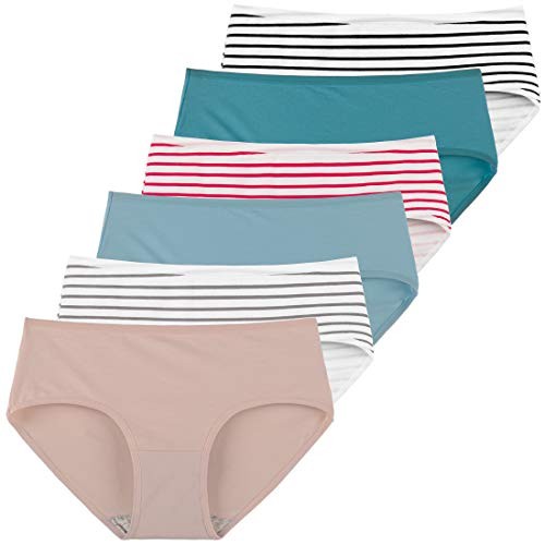 INNERSY Damen Baumwolle Hipster Unterhosen Atmungsaktive Basic Panties 6er Pack