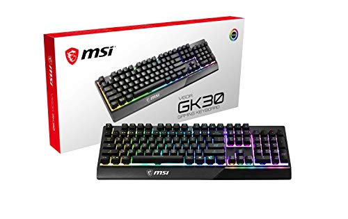 Produktbild: MSI Vigor GK30 Gaming Tastatur mit RGB, mechanischem Feeling, spritzwassergeschützt, USB