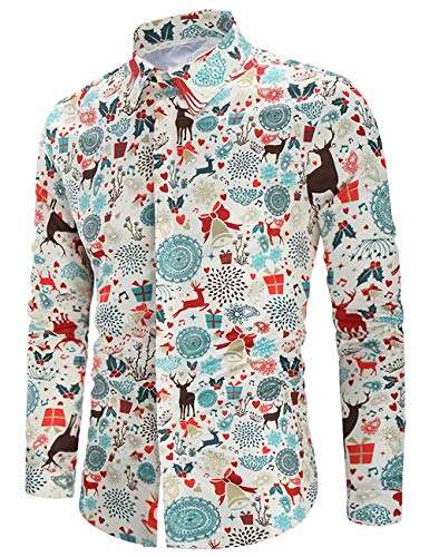 goodstoworld herren weihnachtshemd 3d blumenprint langarm slim fit shirt xxl