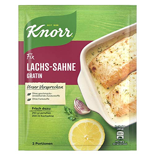 knorr fix würzmischung lachs sahne gratin für auflauf mit natürlichen zutaten, 2 portionen