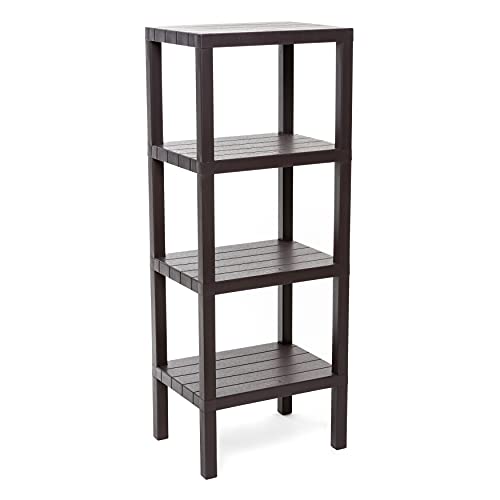 tatay lombok regal mit 4 böden, polypropylen, bpa-frei, braun, 38 x 29 x 100 cm