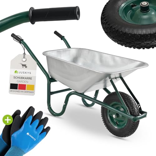 juskys schubkarre garten 100 l volumen 210 kg transportkarre mit luftreifen - verzinkt