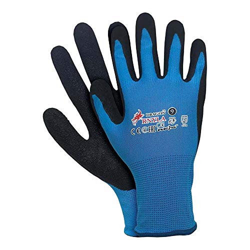 arbeitshandschuhe reis rnyla_nb9 dragon blau-schwarz größe 9, 12er pack