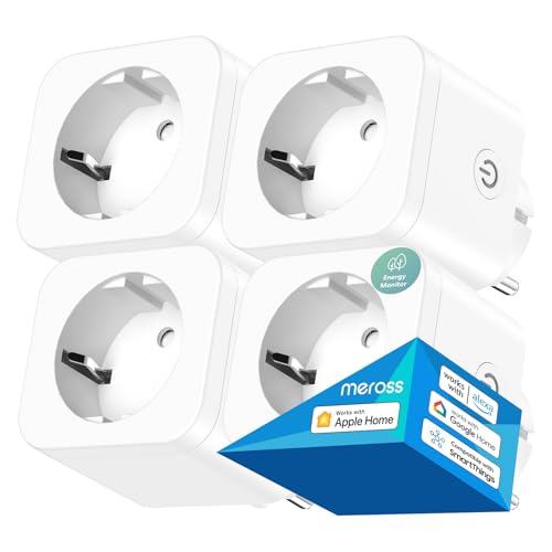 meross smart wlan steckdose mit strommessung, 16 a, kompatibel mit alexa, google home, apple homekit, 4er pack