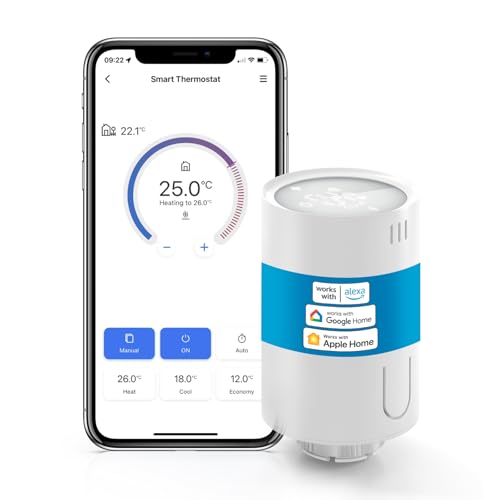 meross Heizkörperthermostat WLAN kompatibel mit HomeKit, Alexa, Google Assistant