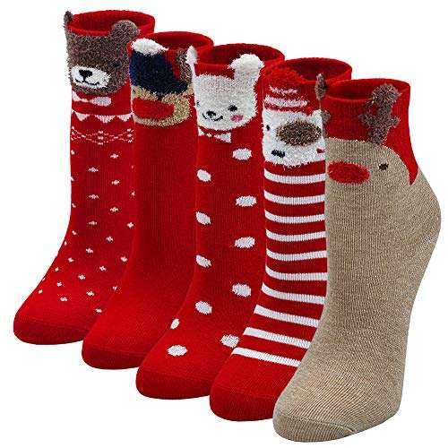 putuo kinder socken mädchen bunte baumwoll weihnachtssocken 5-7 jahre tier socken