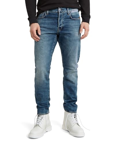 g-star herren jeans 3301 regular tapered blau vintage azure 33w 32l