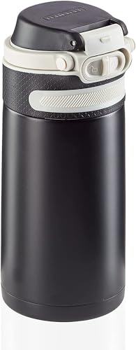 leifheit thermobecher 350ml, 100% dicht, einhandöffnung, trinkbecher to go, schwarz