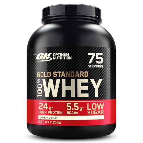 Produktbild: optimum nutrition gold standard whey protein pulver unflavoured 2,22kg 74 portionen